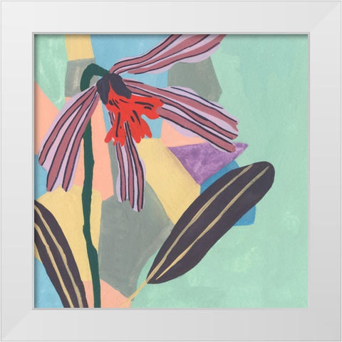 Corner Flower I White Modern Wood Framed Art Print by Wang, Melissa