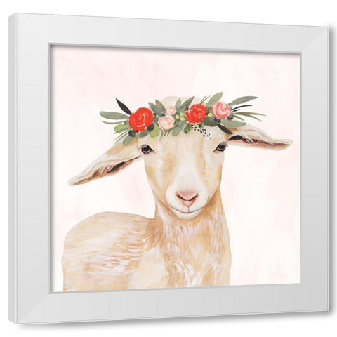 Garden Goat I White Modern Wood Framed Art Print by Borges, Victoria