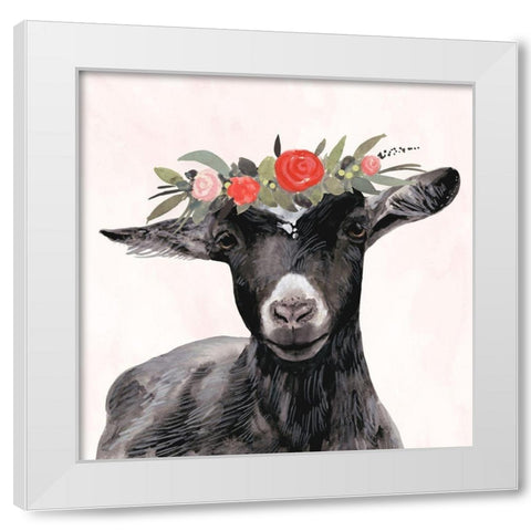 Garden Goat III White Modern Wood Framed Art Print by Borges, Victoria