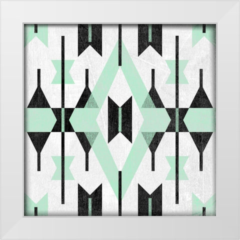 Modern Aztec Motif III White Modern Wood Framed Art Print by Vess, June Erica