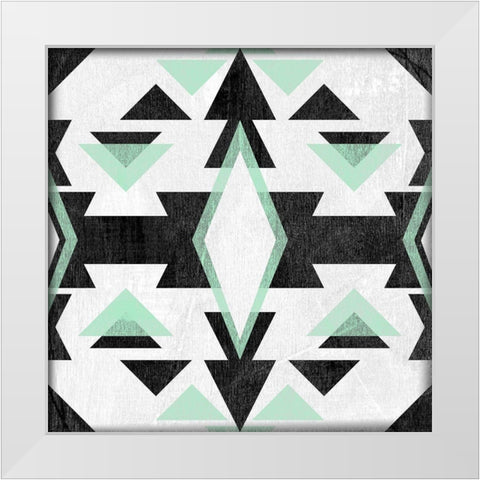 Modern Aztec Motif IV White Modern Wood Framed Art Print by Vess, June Erica