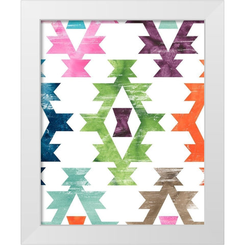 Aztec Brights II White Modern Wood Framed Art Print by Vess, June Erica