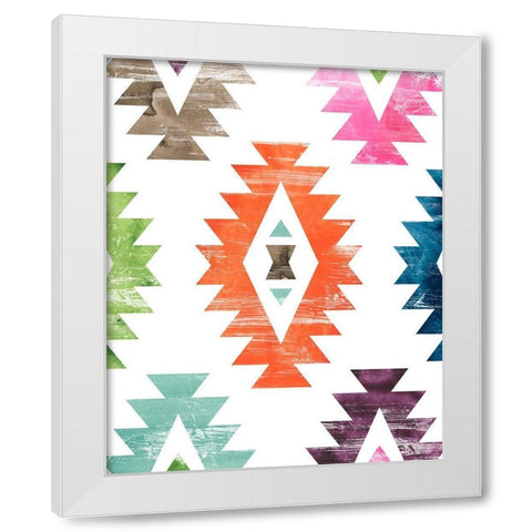Aztec Brights IV White Modern Wood Framed Art Print by Vess, June Erica