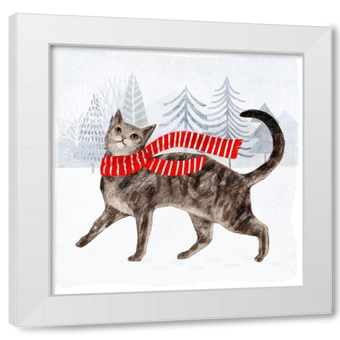 Christmas Cats and Dogs I White Modern Wood Framed Art Print by Borges, Victoria