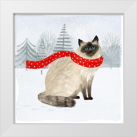 Christmas Cats and Dogs III White Modern Wood Framed Art Print by Borges, Victoria