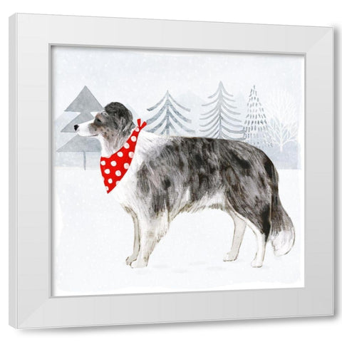 Christmas Cats and Dogs IV White Modern Wood Framed Art Print by Borges, Victoria