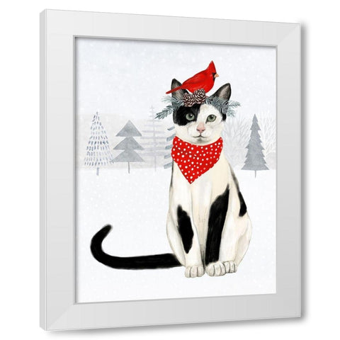 Christmas Cats and Dogs VI White Modern Wood Framed Art Print by Borges, Victoria