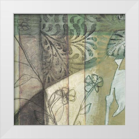 Non-Embld. Stained Glass Garden I White Modern Wood Framed Art Print by Goldberger, Jennifer