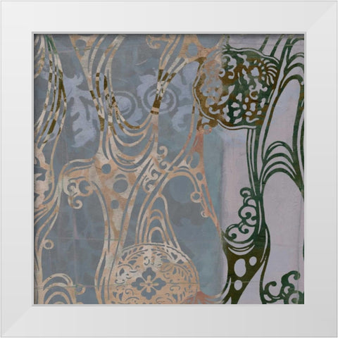 Medallions and Damask I White Modern Wood Framed Art Print by Goldberger, Jennifer
