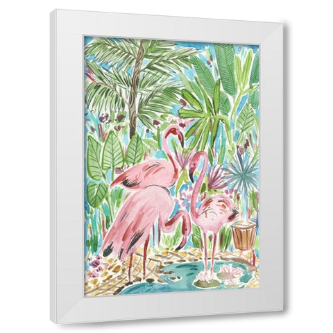 Flamingo Paradise II White Modern Wood Framed Art Print by Wang, Melissa