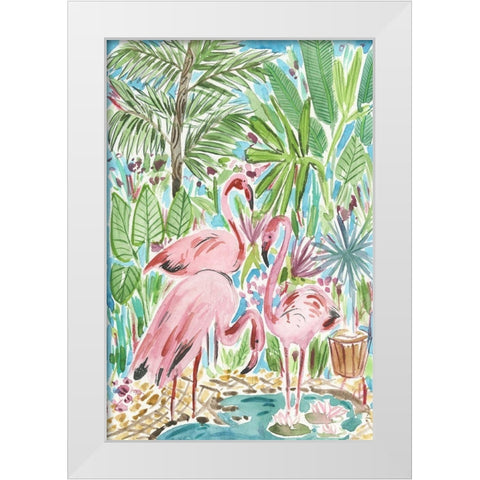 Flamingo Paradise II White Modern Wood Framed Art Print by Wang, Melissa