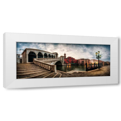 Rialto - Grand Canal Panorama White Modern Wood Framed Art Print by Head, Danny
