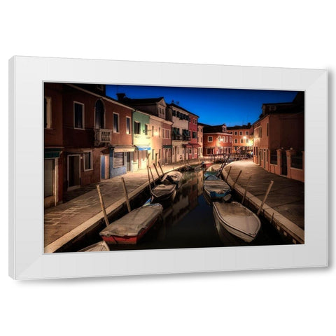 Burano Street Lights II White Modern Wood Framed Art Print by Head, Danny