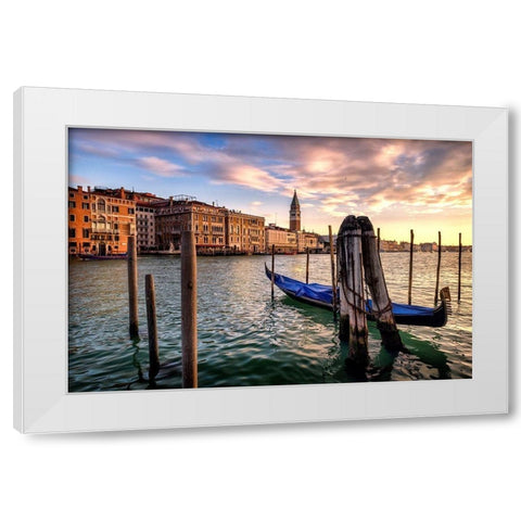 Venice Morning White Modern Wood Framed Art Print by Head, Danny