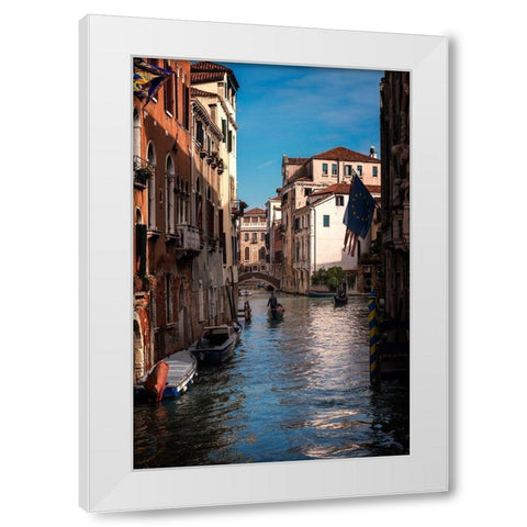 Passing Gondolas White Modern Wood Framed Art Print by Head, Danny
