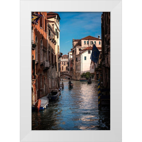 Passing Gondolas White Modern Wood Framed Art Print by Head, Danny