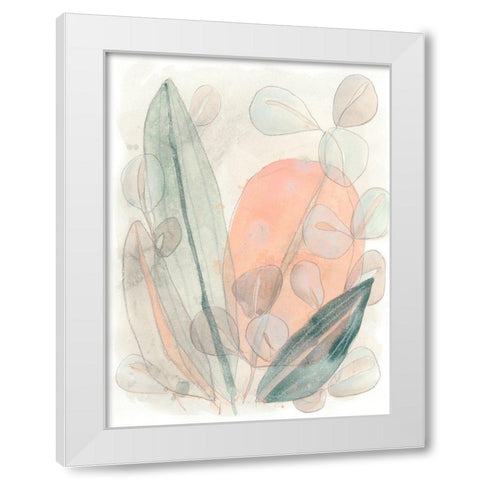 Leaf Scatter I White Modern Wood Framed Art Print by Vess, June Erica