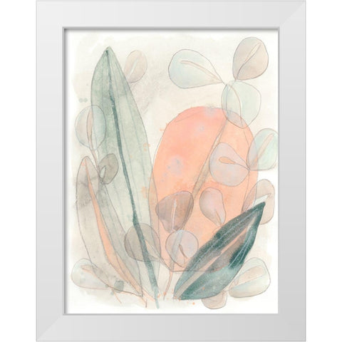 Leaf Scatter I White Modern Wood Framed Art Print by Vess, June Erica