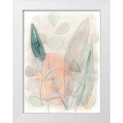 Leaf Scatter II White Modern Wood Framed Art Print by Vess, June Erica