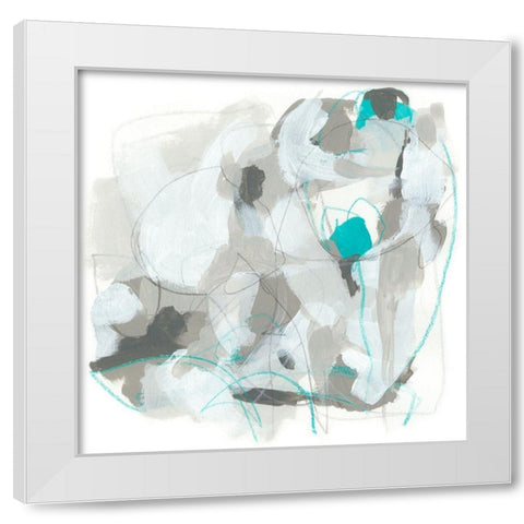 Blue Scramble I White Modern Wood Framed Art Print by Vess, June Erica