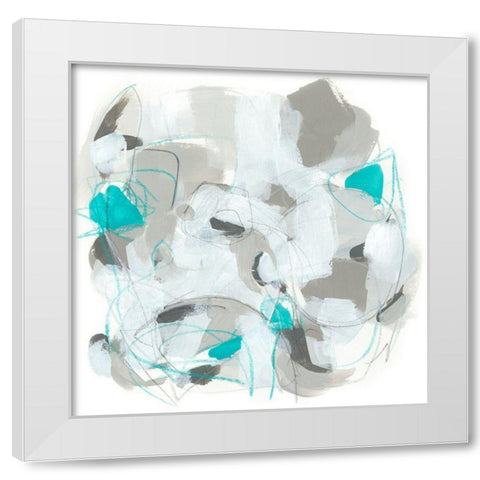 Blue Scramble II White Modern Wood Framed Art Print by Vess, June Erica