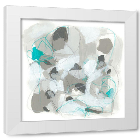 Blue Scramble III White Modern Wood Framed Art Print by Vess, June Erica