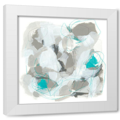 Blue Scramble IV White Modern Wood Framed Art Print by Vess, June Erica