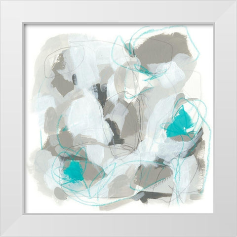 Blue Scramble IV White Modern Wood Framed Art Print by Vess, June Erica