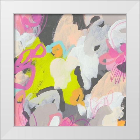 Graffiti Rhythm III White Modern Wood Framed Art Print by Vess, June Erica