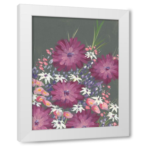 Mauve Wildflower Garden I White Modern Wood Framed Art Print by Moore, Regina
