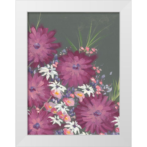Mauve Wildflower Garden II White Modern Wood Framed Art Print by Moore, Regina