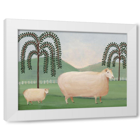 Folk Farm I White Modern Wood Framed Art Print by Moore, Regina