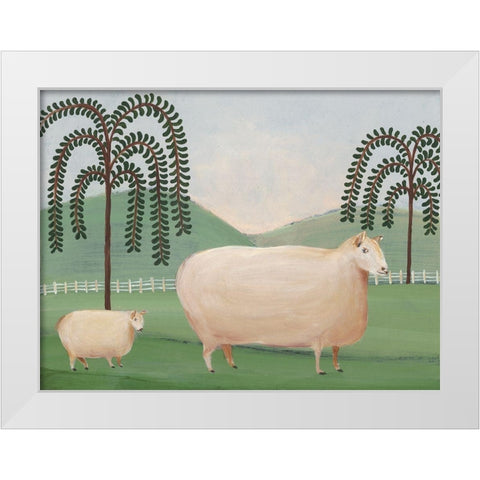 Folk Farm I White Modern Wood Framed Art Print by Moore, Regina