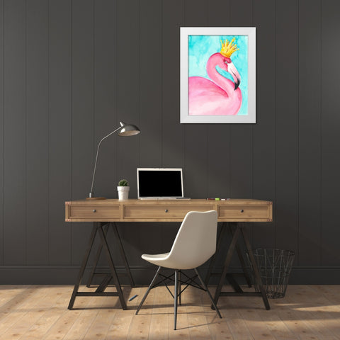 Flamingo Queen II White Modern Wood Framed Art Print by Moore, Regina
