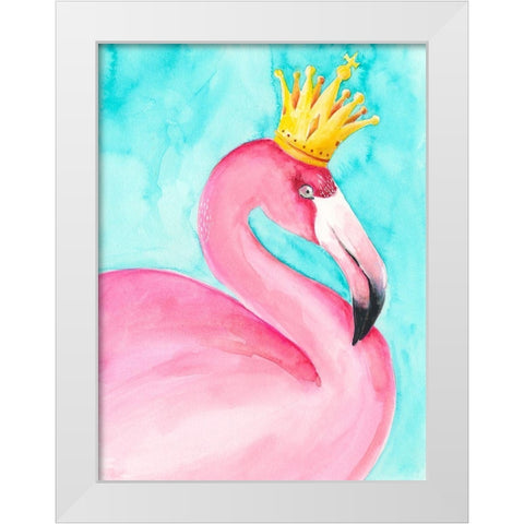 Flamingo Queen II White Modern Wood Framed Art Print by Moore, Regina