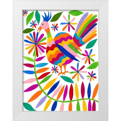 Otomi Bird III White Modern Wood Framed Art Print by Moore, Regina