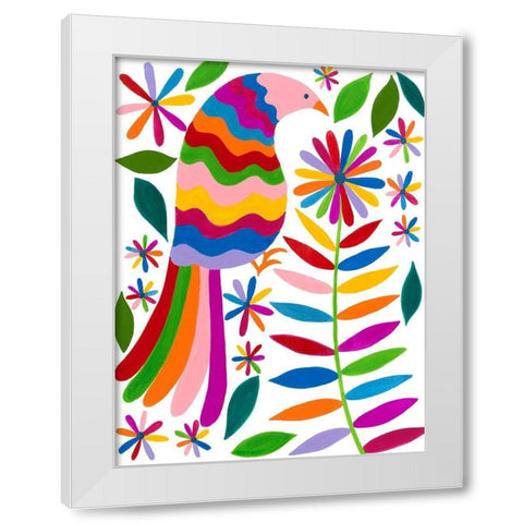 Otomi Bird IV White Modern Wood Framed Art Print by Moore, Regina