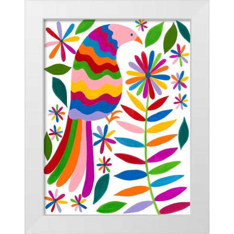Otomi Bird IV White Modern Wood Framed Art Print by Moore, Regina