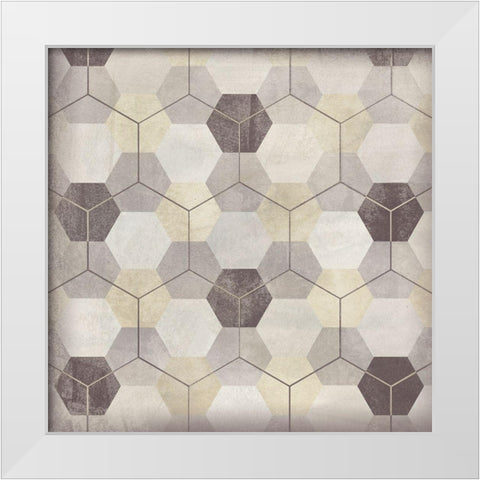 Hexagon Tile VIII White Modern Wood Framed Art Print by Vess, June Erica