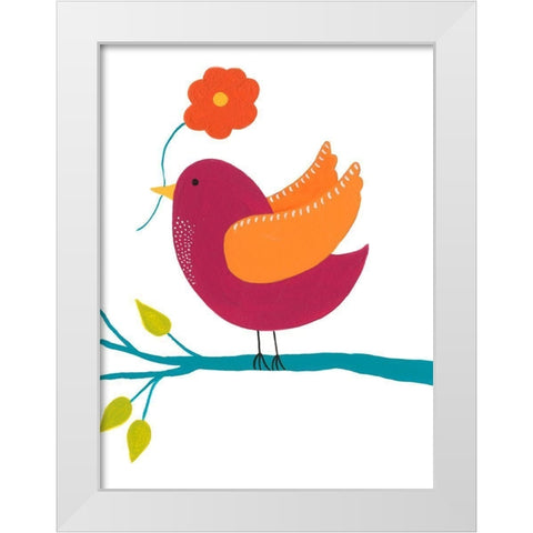Cute Bird II White Modern Wood Framed Art Print by Moore, Regina