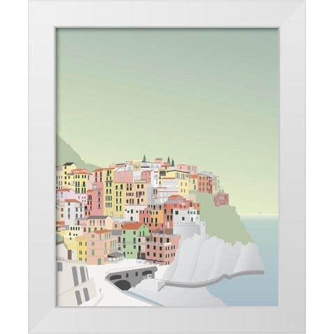 Travel Europe--Manarola White Modern Wood Framed Art Print by Soerensen, Gurli