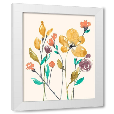 Whimsy Flowers II White Modern Wood Framed Art Print by Goldberger, Jennifer