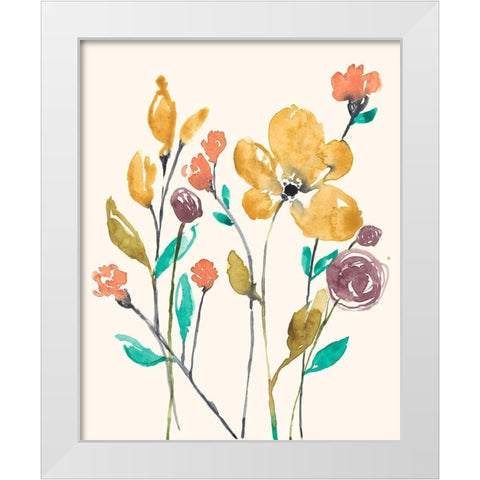 Whimsy Flowers II White Modern Wood Framed Art Print by Goldberger, Jennifer