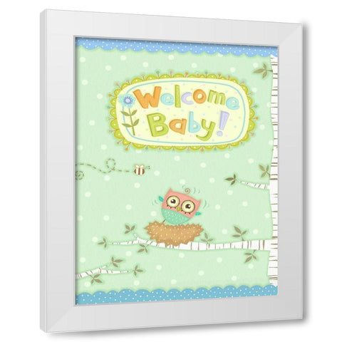 Baby Owl I White Modern Wood Framed Art Print by Eisner, Viv