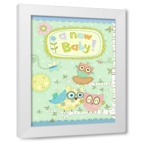 Baby Owl II White Modern Wood Framed Art Print by Eisner, Viv