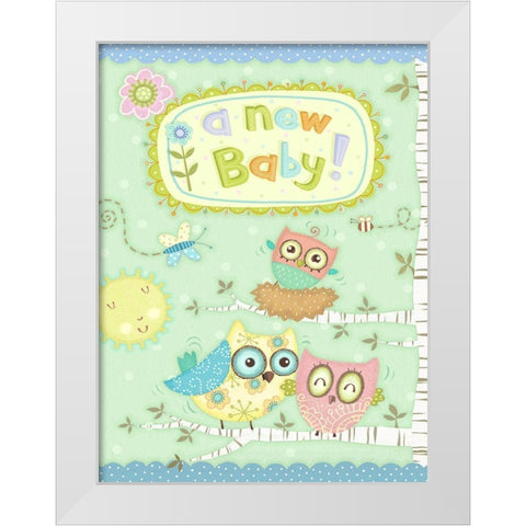 Baby Owl II White Modern Wood Framed Art Print by Eisner, Viv