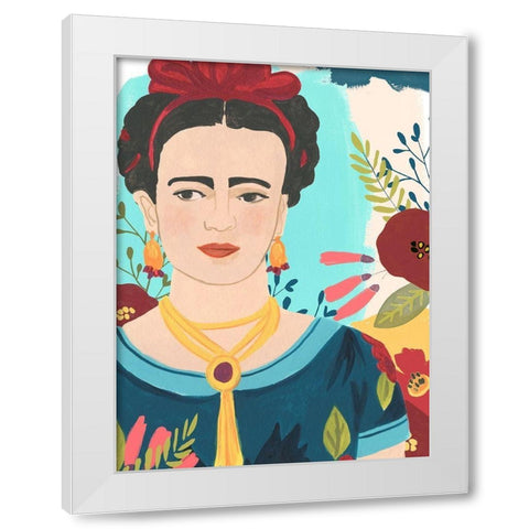 Fridas Garden I White Modern Wood Framed Art Print by Vess, June Erica