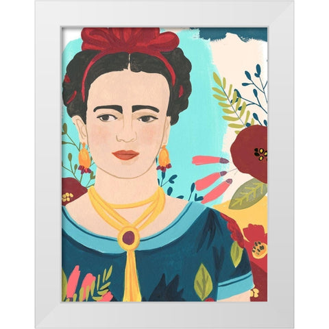 Fridas Garden I White Modern Wood Framed Art Print by Vess, June Erica