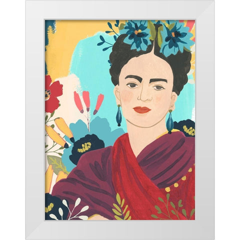 Fridas Garden II White Modern Wood Framed Art Print by Vess, June Erica