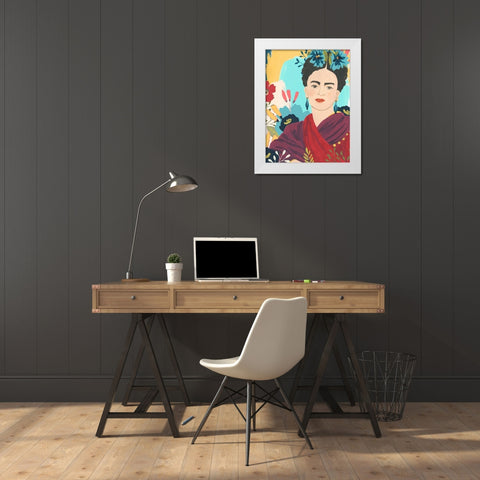 Fridas Garden II White Modern Wood Framed Art Print by Vess, June Erica